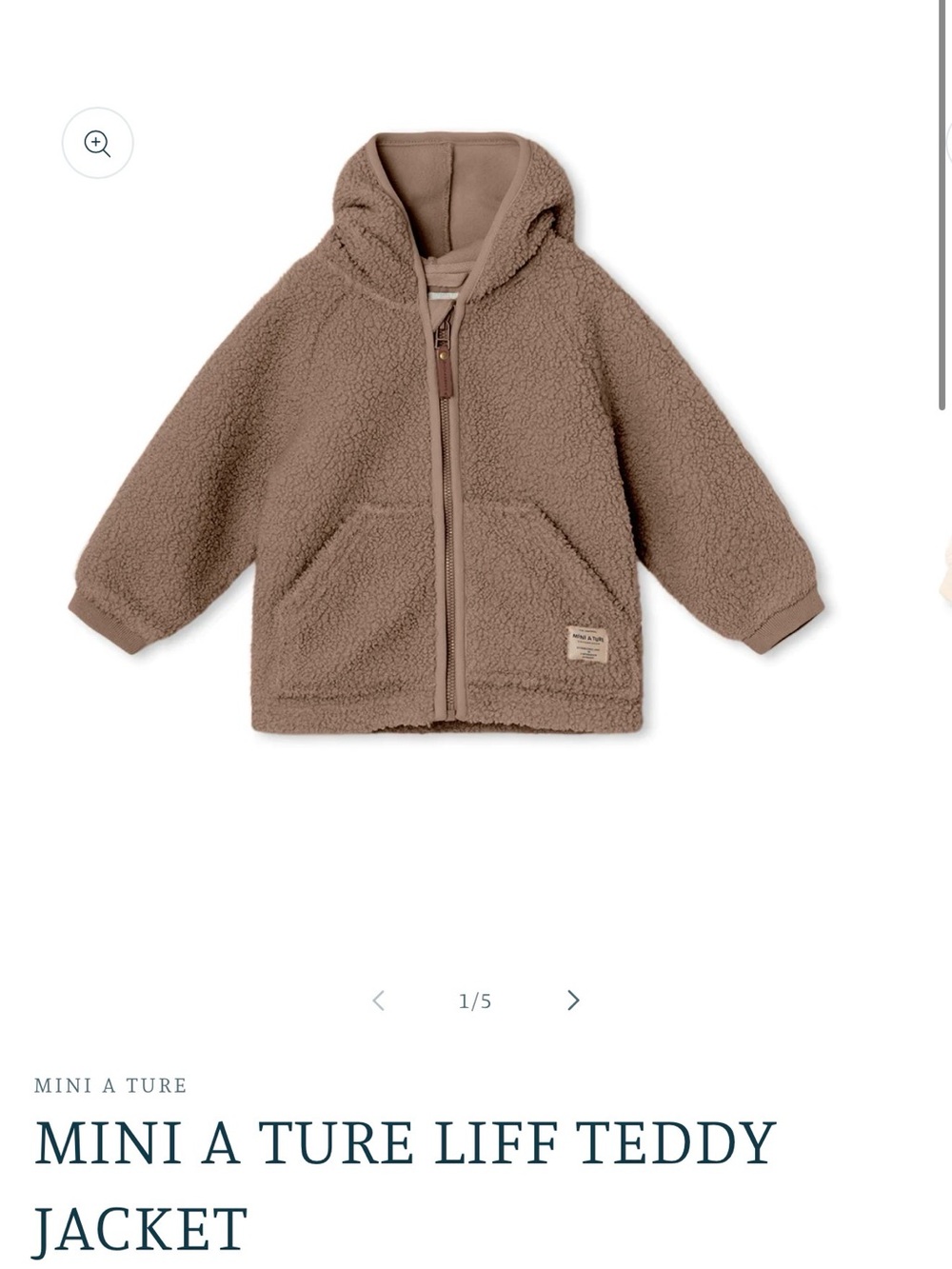 Mini A Ture Hooded Teddy Jacket in Taupe Brown